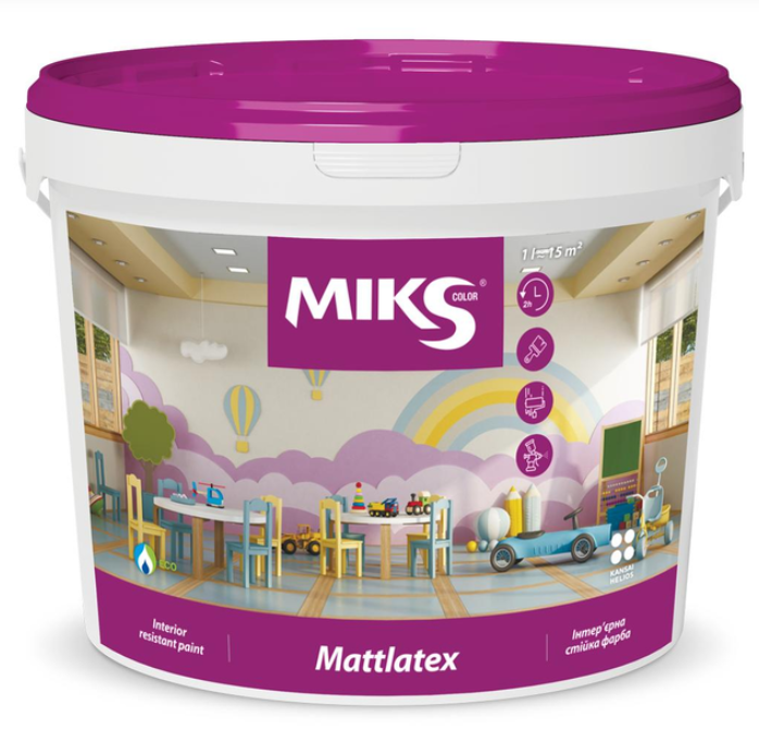 Фарба інтер'єрна акрилова MIKS Color Mattlatex мат білий 1 л 1,4 кг